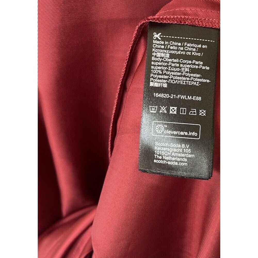 Scotch & Soda Womens Voyage Burgundy Red Satin Dress Midi Puff Sleeves Size XL - Picture 8 of 8